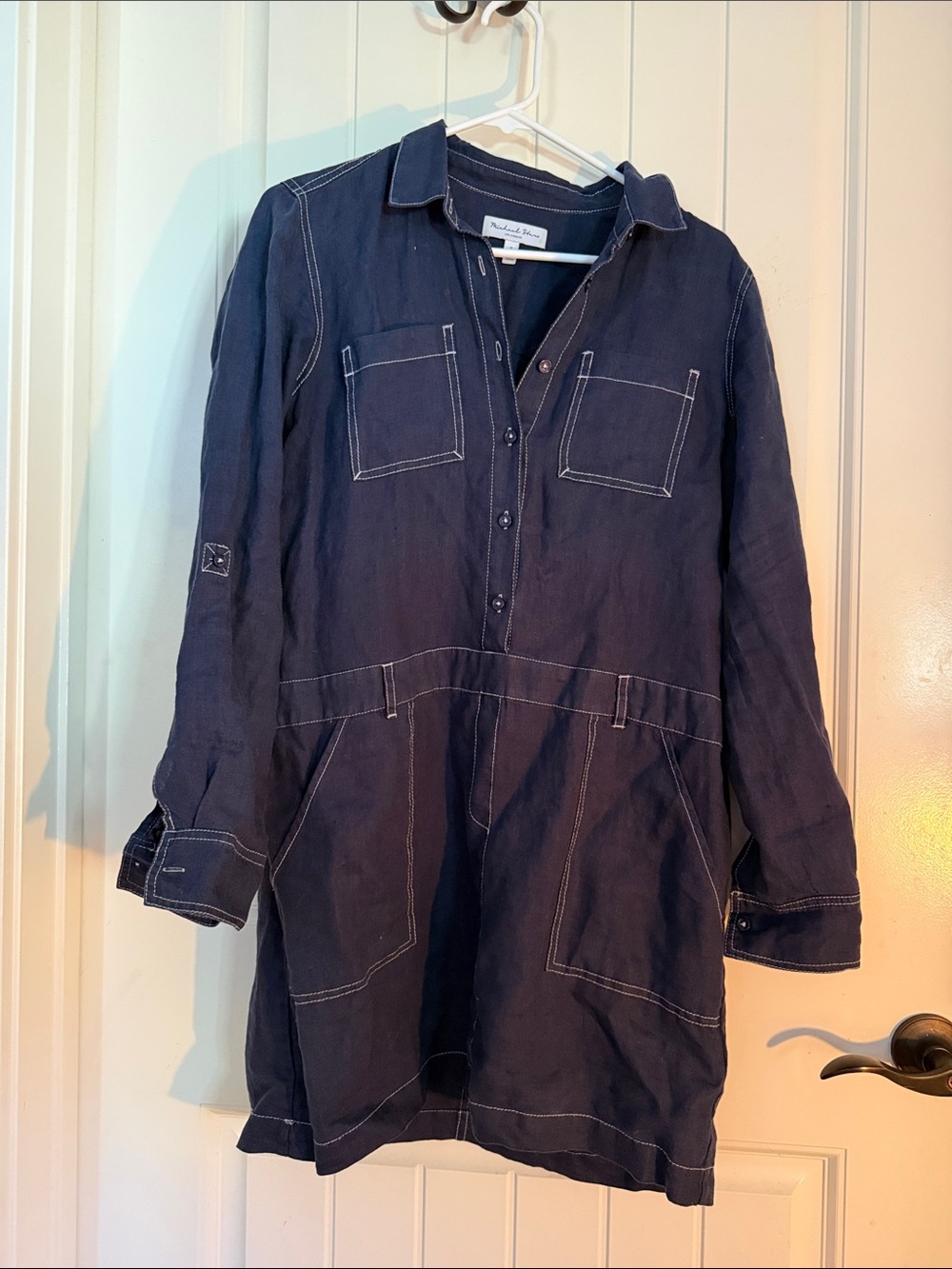Michael Stars Pilar Linen Utility Shirt Dress